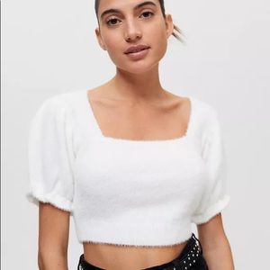 NWT Urban Outfitters Cropped Puff-Sleeve Sweater